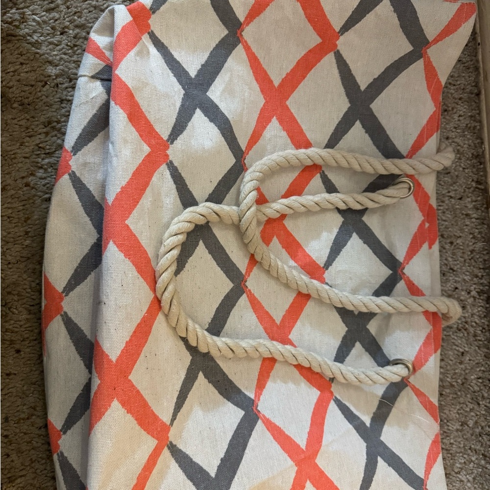 Geometric Tote Bag with Rope Handles